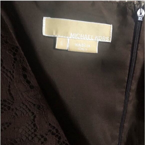 MICHAEL KORS COLLECTION | Little Brown Sheath Lace Dress - Picture 3 of 4
